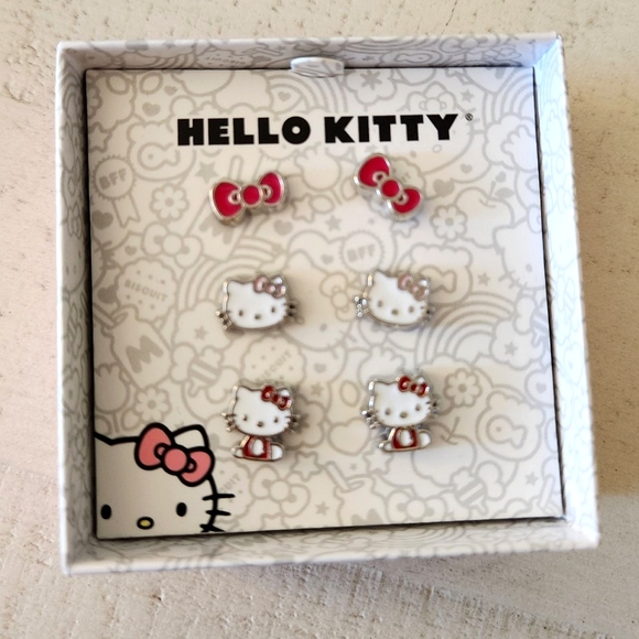 Hello Kitty Other - Hello Kitty Red and White Kids Earrings Set